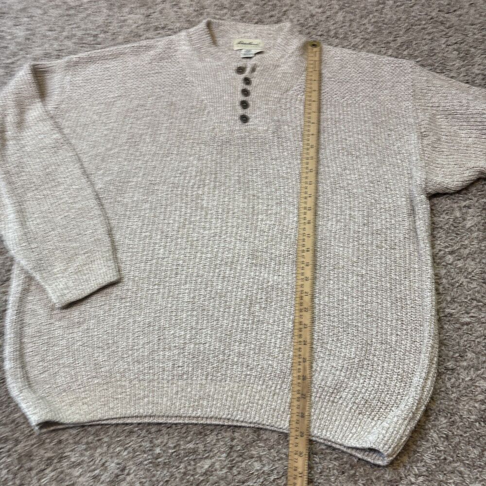 VTG Eddie Bauer Sweater Mens XL Oatmeal Henley Cotton Fisherman 90's Y2K Chunnky - Picture 5 of 16
